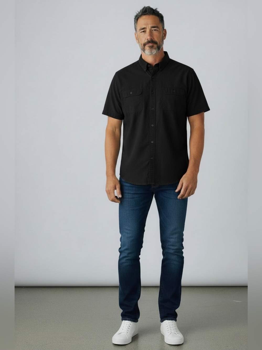 Amazon Essentials black regular-fit button down shirt size XXL